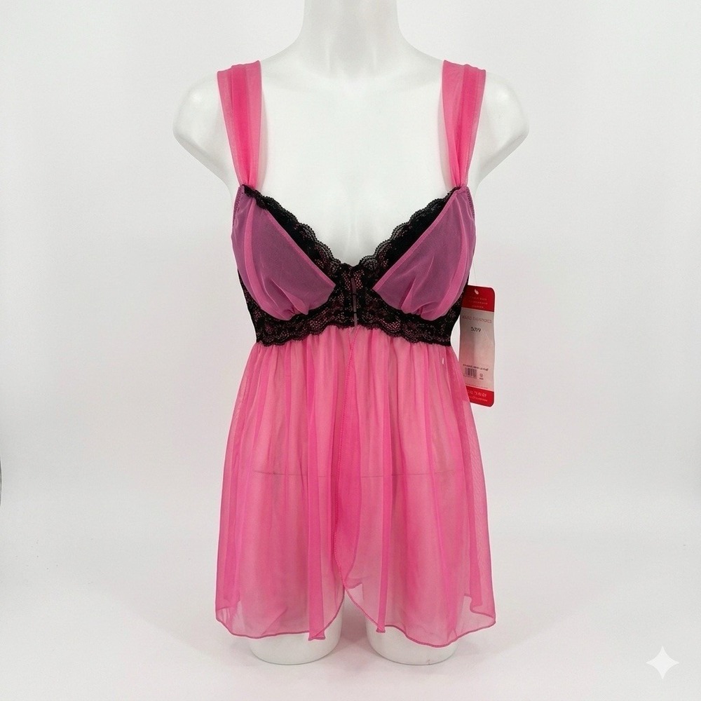 NWT Vintage Intimate Attitudes Lingerie Set Plus 1X Babydoll Pink Lace Sexy 90s